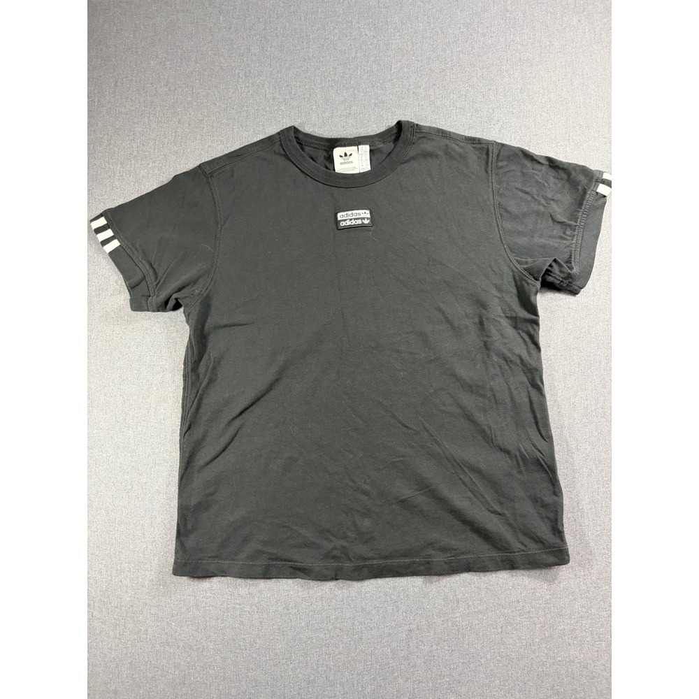 Adidas Originals Kids Black Double Logo T-Shirt Three Stripe Sleeve Size L